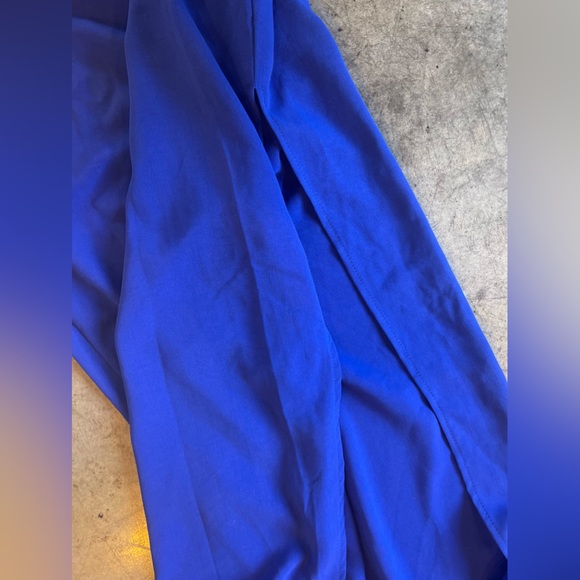 Blue One Shoulder Mock Neck Dress - Picture 4 of 4